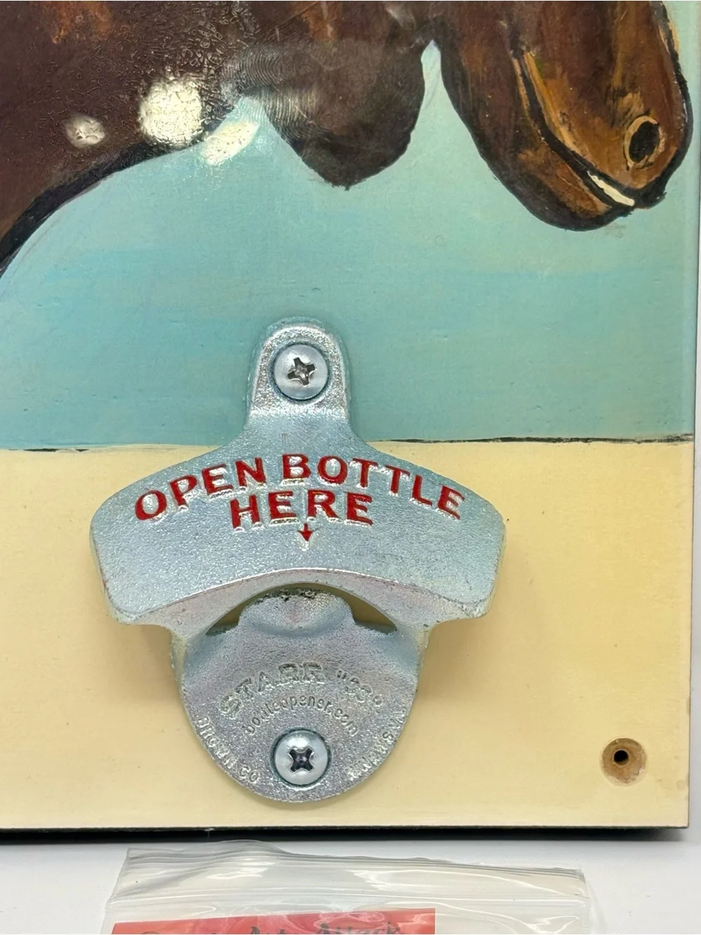 Sweet Art Attack Wall Mounted Bottle Opener Moose Folk Art Sign USA Made NIP